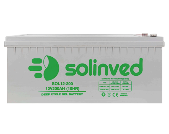 solinved 12 volt 200 amper jel akü sol12-200